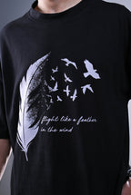 Feather Black Oversized Graphic T-Shirt!