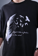 Feather Black Oversized Graphic T-Shirt!