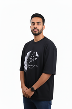 Feather Black Oversized Graphic T-Shirt!